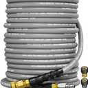 3/8" 4800PSI Pressure Washer Hose 100FT with Swivel Quick Connect for Cold/Hot Water Max 248F, Kink Resistant Steel Wire Braided, Wear Resistant Power Washer Hose with M22 14mm Adapter (Gray)