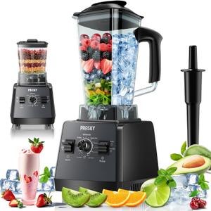 Professional Blender,Smoothies Blenders, PRASKY Max.2400Watts/1000Watts Blender and Grinder Combo 25000RPM Powerful Kitchen 68oz BPA Free 2 Containers Countertop Blenders Ice Crushing, Juice (Gray)