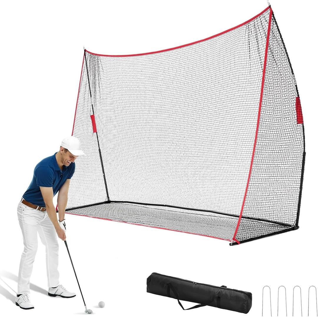 DUMOS Golf Net for Backyard, 10x7 ft Golf Practice Net with Frame, Outdoor Indoor Hitting Net, Personal Driving Range for Home Garage, Sturdy Training Equipment Aids for Swing