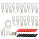 RED WOLF 20PCS 6 AWG-5/16 Marine Grade Wire Lugs, Tinned Copper Ring Terminal Connectors Ends W/3:1 Dual Wall Adhesive Heat Shrink Tubing, Heavy Duty Anti-Rust Battery Cable Ends