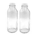 2pcs Transparent Glass Milk Bottles with Lid Pudding and Juice Containers for Home Use Beverage Storage for Fresh Milk Juices and More