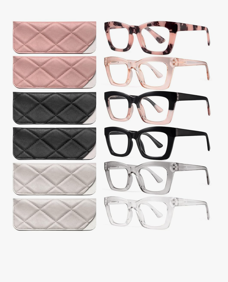 CCVOO Stylish Reading Glasses for Women, Eyeglasses, Blue Light Readers for Women, Computer Eye Glasses, Cheaters(1.75)