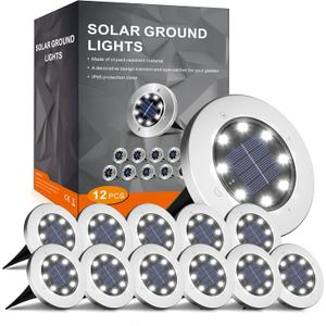 INCX Solar Lights for Outside,12 Pack Solar Lights Outdoor Waterproof, Solar Garden Lights Landscape Lighting for Patio Pathway Lawn Yard Deck Driveway Walkway, Cold White