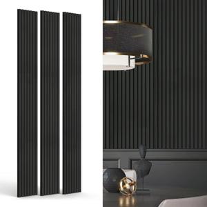 3-Pack Wood Slat Wall Panel for Interior Wall Decor Noise Cancelling 94.5" x 11.4" Acoustic Decorative 3D Sound Absorbing Wall Paneling, Black Oak, Covers 22.4 Sq. Ft