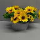 Artificial Flowers Fake Sunflowers in Pot, Faux Silk Flowers Floral Table Centerpiece Decoration, Rustic Potted Greenery for Farmhouse Home Decor, Sunflower 