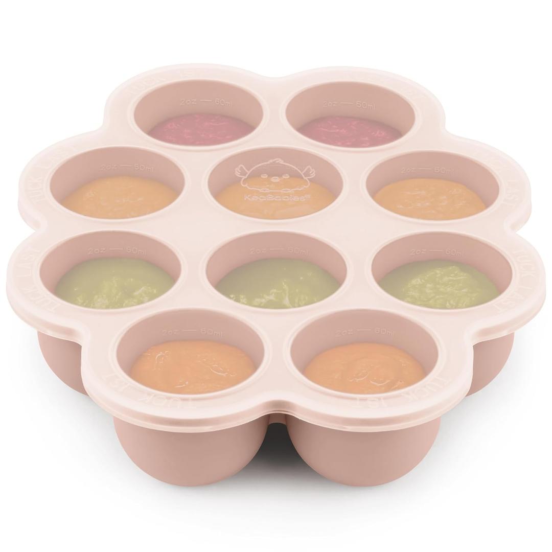 KeaBabies Silicone Food Freezer Trays with Lid, 2oz x 10 Pods Baby Food Storage Containers, Easy Puree Meal Prep, Breast Milk Silicone Freezer Molds, Dishwasher, Microwave Safe, BPA-Free Tray (Dusk)