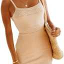Lesore Womens Summer Textured Knitted Strappy Mini Dress Bodycon Dresses, M