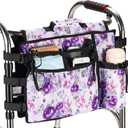 Walker Accessories for Folding Walker Double Sided Walker Bag with Cup holer Organizer Pouch Storage Tote for Rollator Carrying