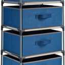 Juvale 4-Tier Tall Dresser with Drawers - 16.5 x 13 x 33 in, Navy Blue - Fabric Storage Drawers & Closet Organizer - Kids Dresser & Bedroom Storage