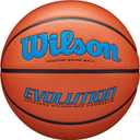 Wilson Evolution Indoor Game Basketballs - Size 5, Size 6 and Size 7 (Royal/Brown)