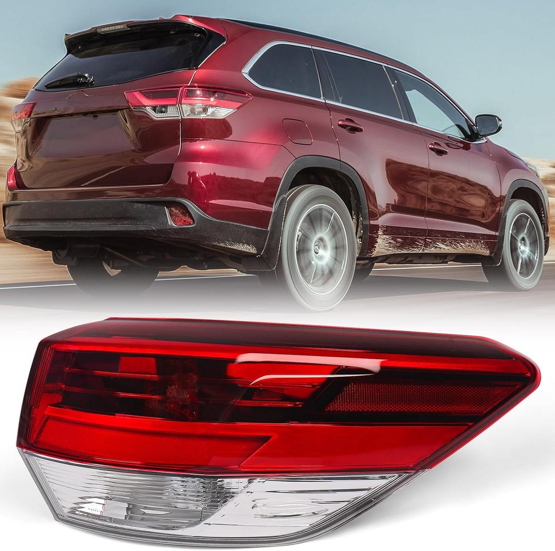 Huray Right Outer Tail Light for Toyota Highlander 2017-2019 Passenger Side LED Taillight Lamp Assembly Replacement for TO2805132 815500E161