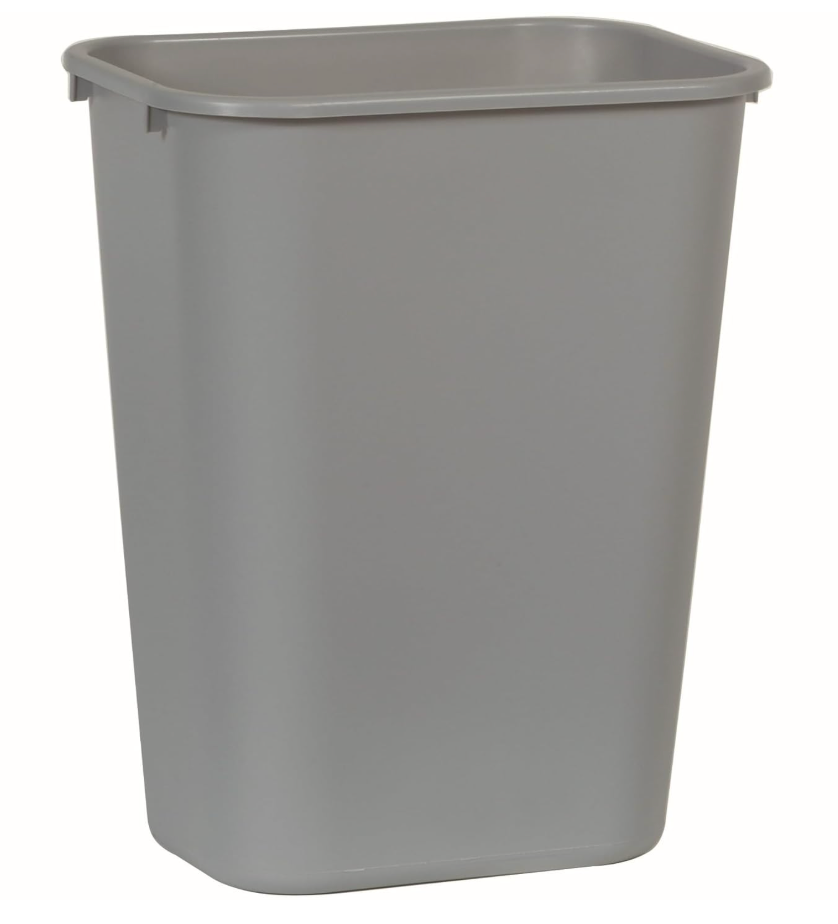 Rubbermaid Commercial Products Deskside Wastebasket/Trash Can, 10.25-Gallon/41-Quart, Gray, Plastic, Garbage Can for Home/Office, Fits Under Desk/Sink/Cabinet, 2Pack