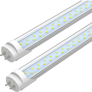 JESLED T8 LED 4FT Type A+B Light Bulbs, 24W, 3200LM, 5000K Daylight | Plug and Play or Ballast Bypass, 4 Foot T12 LED Replacement, ETL Listed, Single or Double End Powered, Clear(2-Pack)