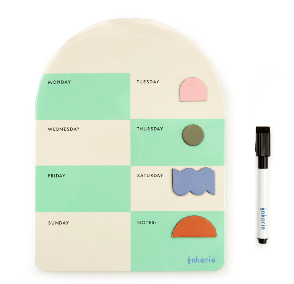 Inkerie Magnetic Dry Erase Weekly Memo Board