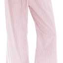 Women's Stripe Pajama Pants: 100% Cotton Thin Lightweight Loose Comfy Home & Lounge Pants with Pockets for Casual (X-Large, Pink)