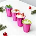 100 Count Metallic Pink Plastic Cups - 16 oz Disposable Plastic Party Cups for Easy Cleanup and Large Gatherings, Assorted Colors Cups for Birthdays, Parties, Christmas and Everyday