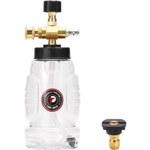 Tool Daily Chemical Injector for Pressure Washer, Adjustable Chemical Injector Bottle with Straw, Black Soap Nozzle, 1/4 Quick Connect, 3600 PSI