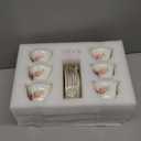 WRINGKIT Tea Cups and Saucers Set of 6, 6 Oz Porcelain Floral Tea Cups with Spoon, Bone China Coffee Cup Saucer Gift Set for Cappuccino, Espresso, Latte, Cafe Mocha, Microwave Safe