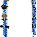 Graduation Leis 2025 Money Ribbon Leis for Graduation 48inch Braided Graduation Necklace for High School,College Graduation Party Gifts,Blue and White