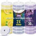 30Ct Aromative Toilet Brush Refills, Toilet Bowl Cleaner Refills, Double-Layer Cleaning Pads Added, Disposable Refill Heads for Toilet Bowl Cleaner WandsLemon, Blue Ocean, Lavender Patented