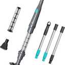 PoolMr Handheld Pool Vacuum for Above Ground Pool & Hot Tub Vacuum, with 2 Brush Heads, 90 Mins Running Time, 13.2 Gallons/Min Powerful Suction, Ideal for Cleaning Debris and Sand Underwater, Black