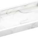 Bathroom Vanity Tray, Small 8" Rectangular Resin Kitchen Soap Tray Dresser Tray Jewelry Dish Tray Bathroom Countertop Organizer Tray for Cosmetic Perfume Candle, Mini, White Marble (7.7" x 3.9" x 0.8")