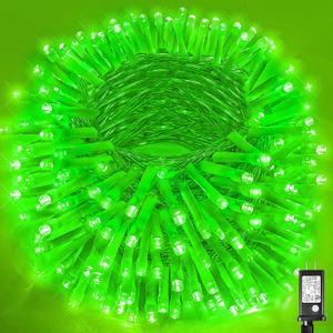 Vivideal 300 LED String Lights Indoor 100ft Green St Patricks Day Lights for Bedroom Clear Wire 8 Modes, Waterproof Plug in Christmas Light with Timer Memory for Room Tree Party Decorations