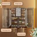 Wall Mounted Jewelry Organizer, No Punching Installation, Hanging Jewelry Organizer Box and Storage Case, Necklace Earring Holder Organizer Wall for Women Teen Girls (Gray Gold)