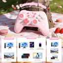 Kuitmor Pink Switch Controller,Hello Kitty Hall Effect Controllers Wireless for Switch 2/1/OLED/Lite,PC,Android,iOS, Bluetooth + Wired + 2.4G Receiver (Sold Separately),1000mAh Battery,6-Axis Gyro,Dual Vibration,RGB Breathing Light