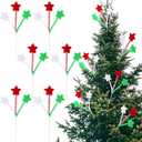 Jetec 6 Pcs Star Tree Picks for Christmas Tree Decorations, Green Red White 3 Head Woolen Star Picks, 14.9 Inch Plush Stars Ornaments Topper Branches for Xmas Home Office Vase Filler Party Supplies