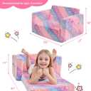 lasoftan Toddler Couch, 2-in-1 Soft Kids Couch Bed Fold Out, Toddler Chairs Comfy for Boys & Girls, Convertible Kids Sofa to Lounge for Playroom, Gift for Birthday, Children's Day- Glow Star, 17 inches x 23 inches x 16 inches