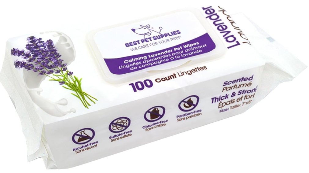 Best Pet Supplies Pet Wipes for Dogs - Dog Wipes Cleaning Deodorizing, for Coats, Ears, Paws - Calming Lavender, Aloe Vera, 200 Count