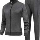 Women's 2 Pieces Athletic Tracksuit Full-Zip Workout Sweatsuit with Active Jackets and Pants, Size Small