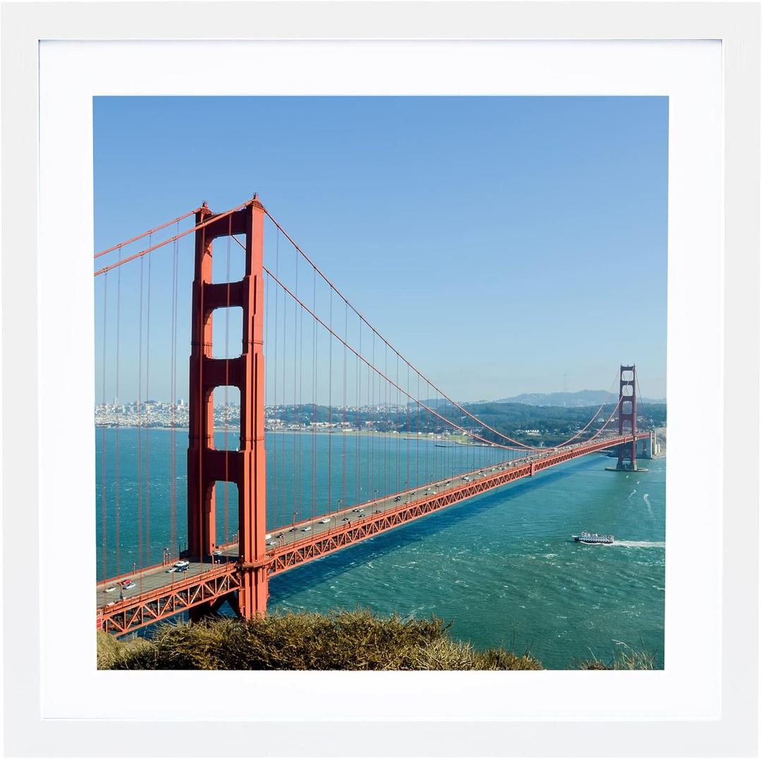 12x12 Picture Frame White for Wall Hanging, Poster Frame Display 10x10 inch with Mat or 12x12 Without Mat, Square Wall Gallery Photo Frame with Shatter Resistant Plexiglas, White