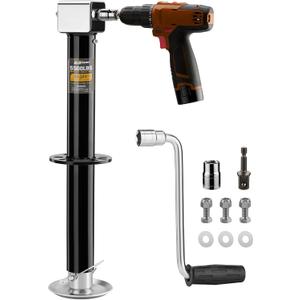 5500 lbs A-Frame Trailer Jack, Heavy Duty Trailer Tongue Jack for RV and Utility Trailer, 20-24V Cordless Drill Compatible, 7-Level Adjustable Drop Leg with 11.4 to 37.2-Inch Lift Range, Black