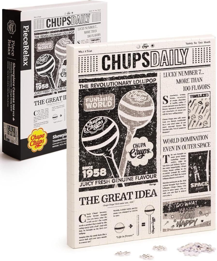 Chupa Chups X PieceRelax Puzzle Canvas Wall Art 366 Plastic Pieces for Adults - Timeless Memories - Chups Daily B&W - Unique Gift & Home Dcor with Jigsaw Puzzle Artwork [HN1436]