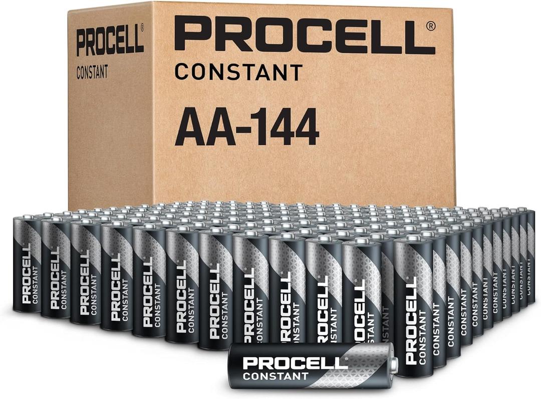 PROCELL Constant AA Long-Lasting Alkaline Batteries (144 Pack) 10-Year Shelf Life, Bulk Value Pack for Consistent Moderate Drain Professional Devices