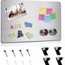 Magnetic Board 17.5" x 11.4" Magnet Bulletin Board is Suitable for displaying Notes, Photos,Magnetic Letters, Suitable for Walls, Refrigerators, Cabinets, etc (Silver), 1 Pack
