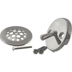 Westbrass D92-20 3-1/8" Trip Lever Bathtub and Shower Drain Kit with 2-Hole Overflow Faceplate, Stainless Steel