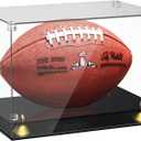 KKU Acrylic Football Display Case - Clear Double Tier Black Stand for Signed Autographed Football Display
