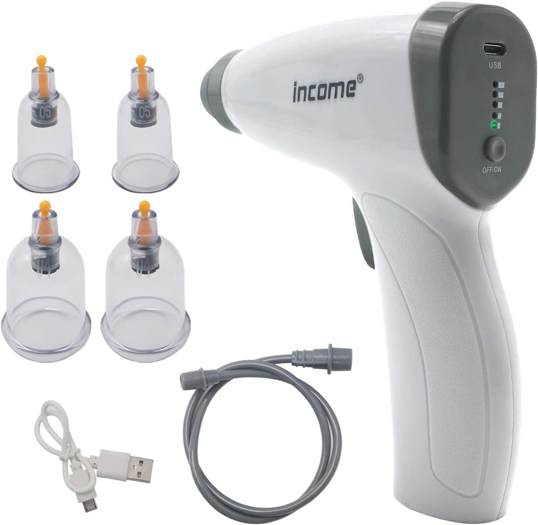 ZILAMPU Electric Cupping Therapy Set, Portable Chinese Cupping Therapy Machine with Pump, Electric Body Massage Scraping Care Device Kit with 4 Vacuum Suction Cups for Home Use