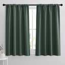 RYB HOME Room Darkening Curtains 45 inches Length, Blackout Window Curtains Drapes Energy Efficient Covering for Bedroom Dorm Glass Door, W 42 x L 45 inch, 2 Panels, Dark Green