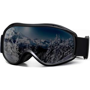 SPOSUNE OTG Ski Goggles Men Women, Over Glasses Anti Fog Snowboard Goggles, UV Protection Snow Goggles for Adult & Youth (Black&gray Lens)