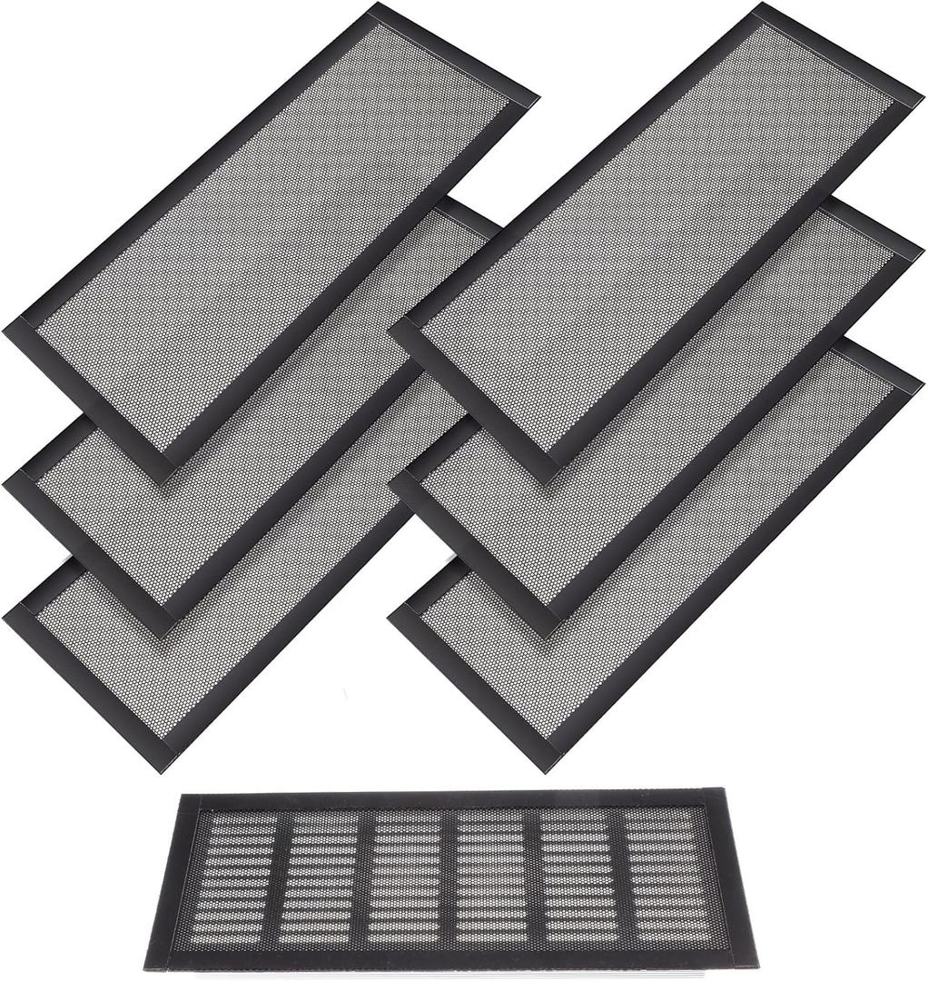 Shappy Magnetic Floor Vent Covers Air Vent Screen Register Trap Magnetic Floor Register Mesh Covers Rectangle PVC Mesh Cover for Wall Ceiling Floors Catch Debris Hair Insect(4 x 10 Inches, Black)