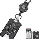 MNGARISTA Retractable Badge Holder, Heavy Duty Carabiner Keychain, Tactical ID Card Holder with 31.5" Retractable Badge Reel, Black
