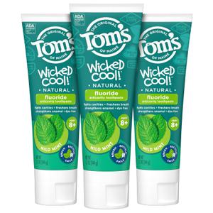 Tom's of Maine Natural Wicked Cool! Fluoride Toothpaste for Kids, Mild Mint, 5.1 oz. 3-Pack