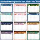 4 x 2026 Desk Calendar - 2026 Calendar from January 2026 to December 2026, 12" x 17", 12 Monthly Desk Calendar with Protector Corner- Holiday Design