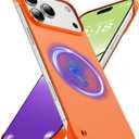 Magnetic Slim Case Fit for iPhone 17 Pro Phone Case 6.3"(2025) Ultra-Thin Lightweight Durable Frameless Matte Hard for MagSafe Cover Case with Pull Ring Shockproof Non Slip Rope-Orange