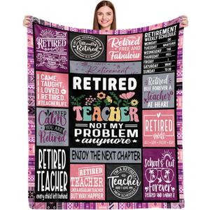 Teacher Retirement Gifts for Woman 2025 Retired Gifts for Women Retirement Party Decorations Coworker Leaving Farewell Goodbye Gifts Retired People Teacher Coworkers Friends Throw Blanket 60inx50in