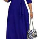 Maxi Dresses for Women Long Dress Casual V-Neck Loose Prom Dresses with Pockets All Seasons 2XL